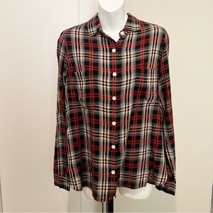 Karen Kane | Poet Blouse | Plaid Pattern | Sandstone | Size XS